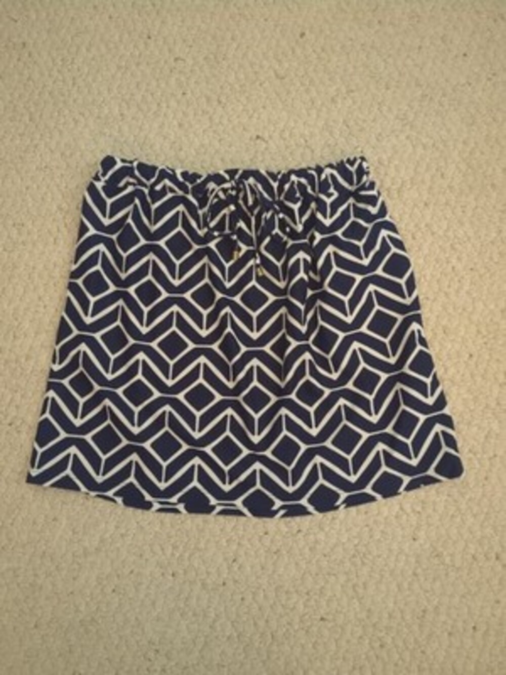 Jude Connally Blue White Geometric Print Mini Skirt Pockets M